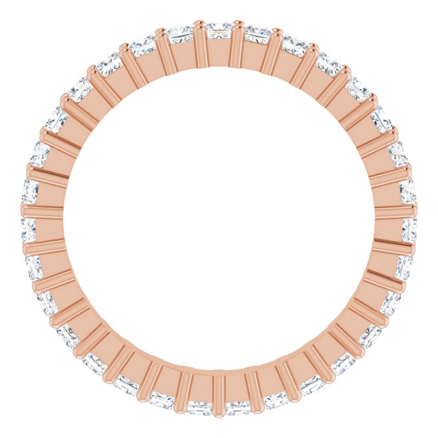 10K Gold Square Natural Diamond Shared-Prong Eternity Band – 1.75x1.75 mm Stones - Rose Gold - view 2