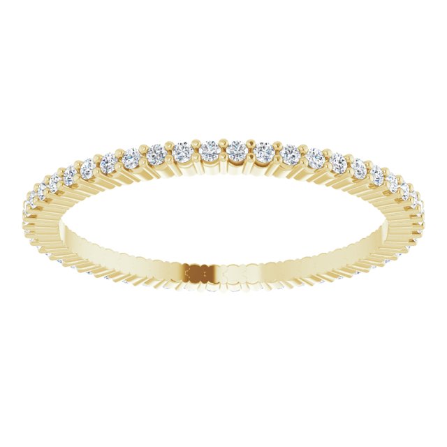 14K Gold Round Lab-Grown Diamond Shared-Prong Eternity Band – 1 mm Stones - Yellow Gold - view 3