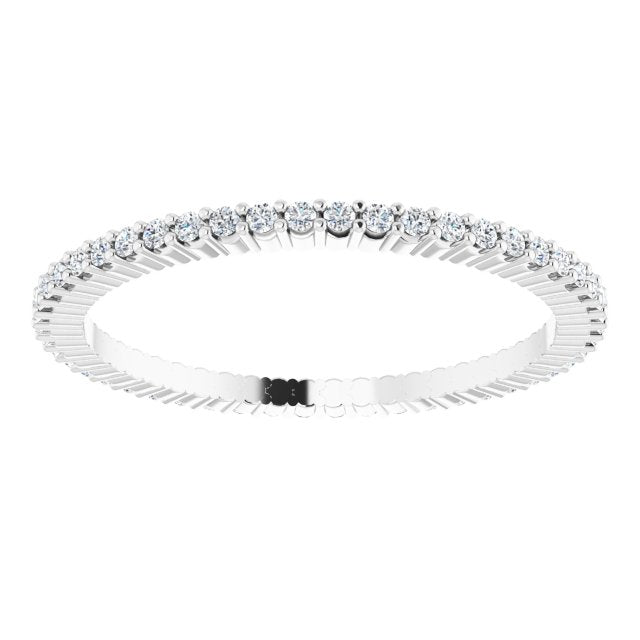 10K Gold Round Natural Diamond Shared-Prong Eternity Band – 1 mm Stones - White Gold - view 3