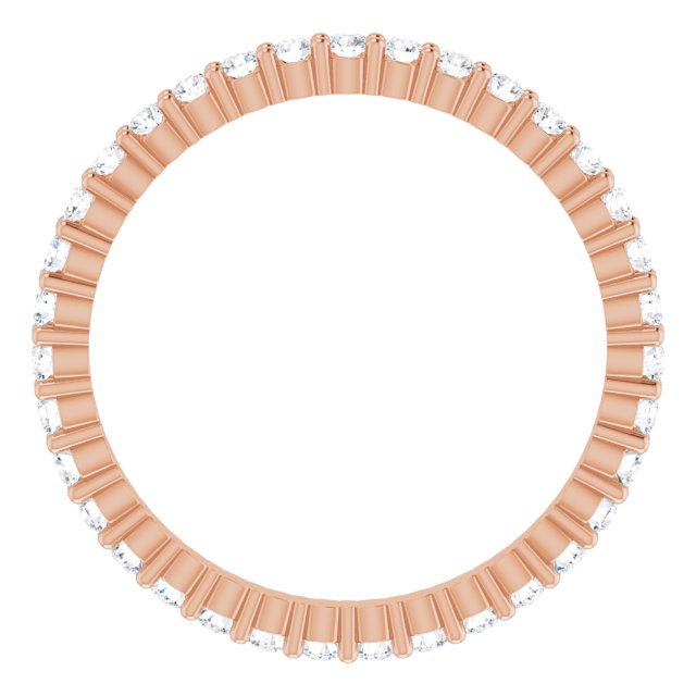 10K Gold Round Natural Diamond Shared-Prong Eternity Band – 1.5 mm Stones - Rose Gold - view 2