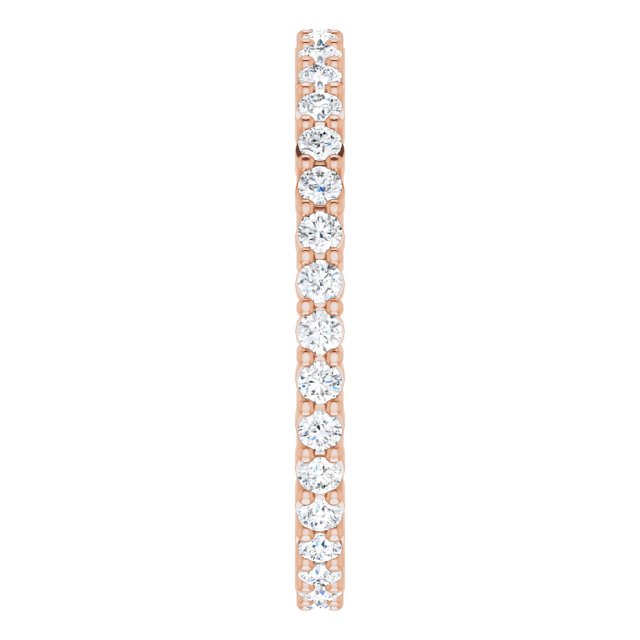 10K Gold Round Natural Diamond Shared-Prong Eternity Band – 1.5 mm Stones - Rose Gold - view 4