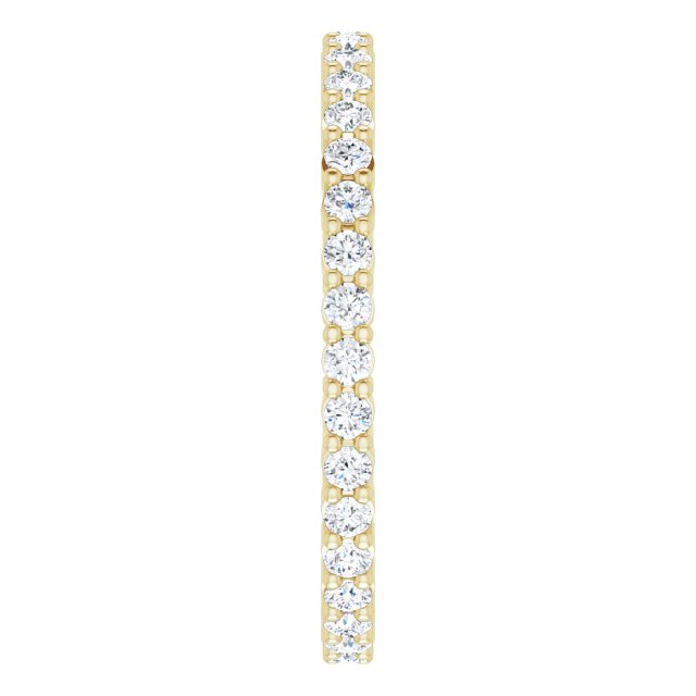 14K Gold Round Lab-Grown Diamond Shared-Prong Eternity Band – 1.5 mm Stones - Yellow Gold - view 4
