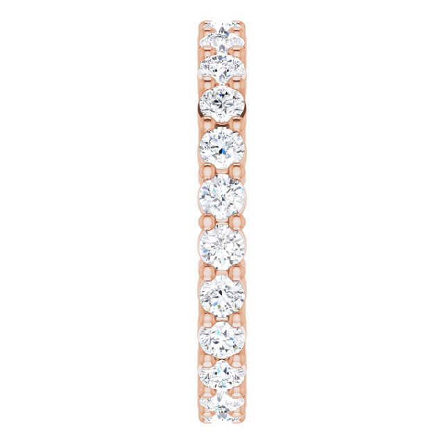 10K Gold Round Natural Diamond Shared-Prong Eternity Band – 2.25 mm Stones - Rose Gold - view 4