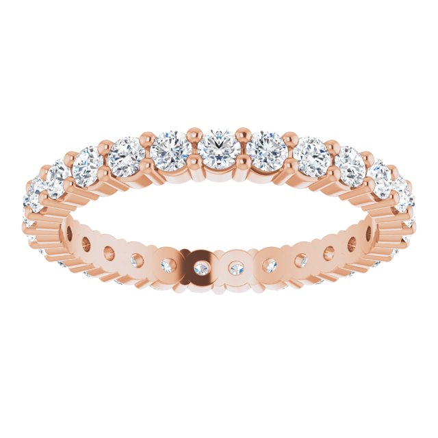 10K Gold Round Natural Diamond Shared-Prong Eternity Band – 2 mm Stones - Rose Gold - view 3