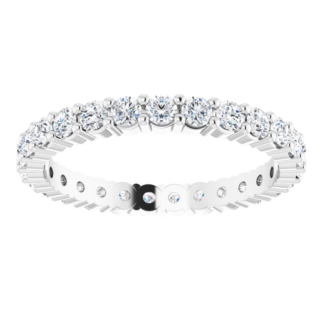 10K Gold Round Natural Diamond Shared-Prong Eternity Band – 2 mm Stones - White Gold - view 3