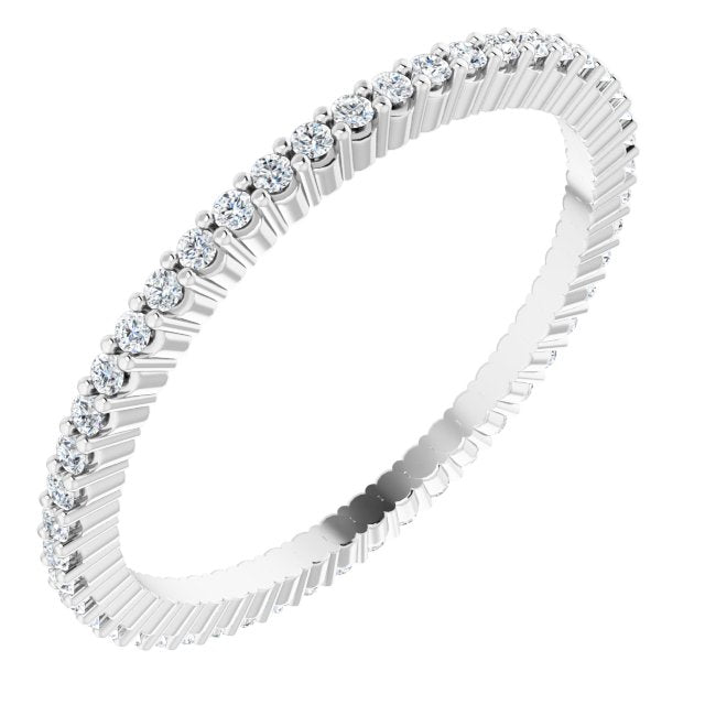 10K Gold Round Lab-Grown Diamond Shared-Prong Eternity Band – 1 mm Stones - White Gold