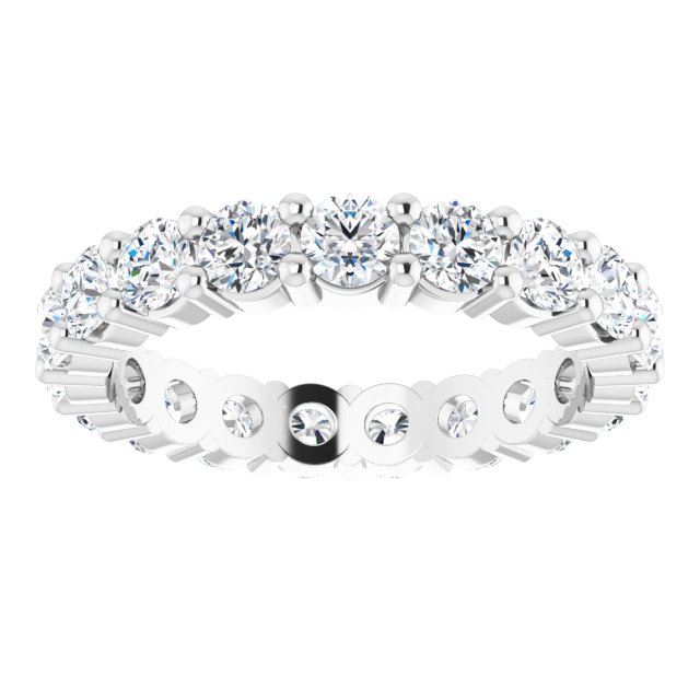 10K Gold Round Lab-Grown Diamond Shared-Prong Eternity Band – 3 mm Stones - White Gold - view 3