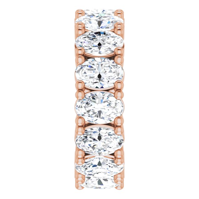10K Gold Oval Lab-Grown Diamond Shared-Prong Eternity Band – 6x4 mm Stones - Rose Gold - view 4