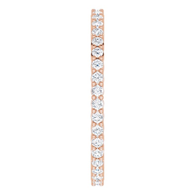 10K Gold Round Natural Diamond Shared-Prong Eternity Band – 1.3 mm Stones - Rose Gold - view 4