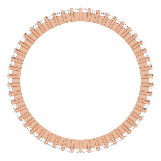 10K Gold Round Lab-Grown Diamond Shared-Prong Eternity Band – 1 mm Stones - Rose Gold - view 2