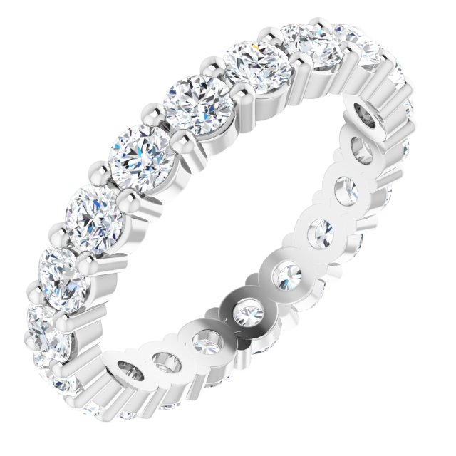 14K Gold Round Lab-Grown Diamond Shared-Prong Eternity Band – 2.75 mm Stones - White Gold