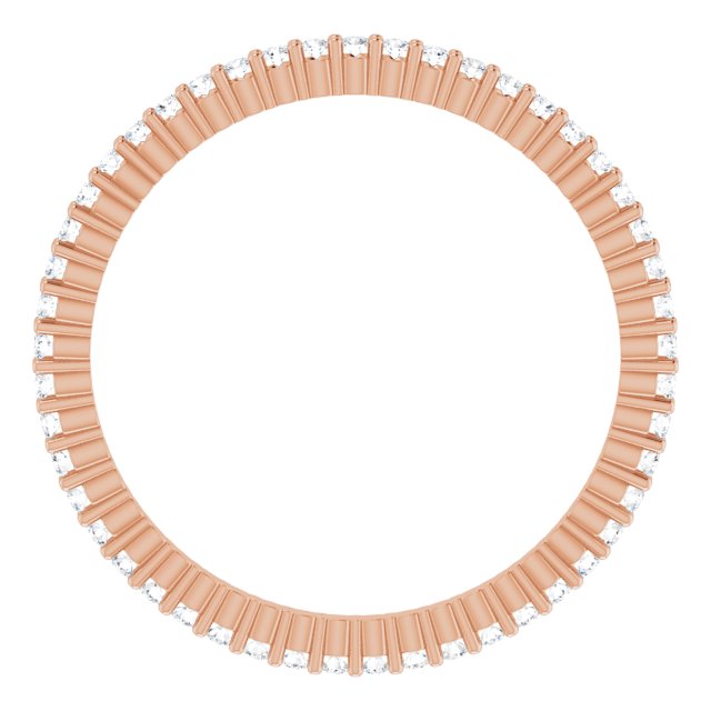 10K Gold Round Lab-Grown Diamond Shared-Prong Eternity Band – 1 mm Stones - Rose Gold - view 2
