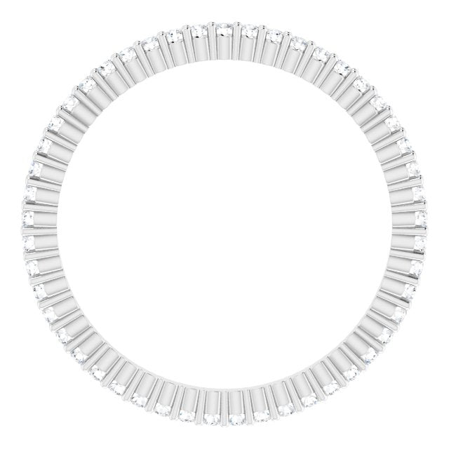 10K Gold Round Natural Diamond Shared-Prong Eternity Band – 1 mm Stones - White Gold - view 2