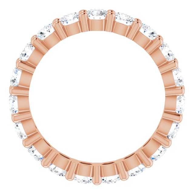 10K Gold Round Natural Diamond Shared-Prong Eternity Band – 3 mm Stones - Rose Gold - view 2