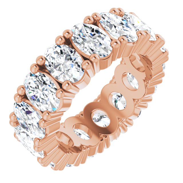 10K Gold Oval Natural Diamond Shared-Prong Eternity Band – 6x4 mm Stones - Rose Gold