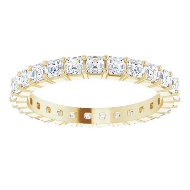 14K Gold Asscher Lab-Grown Diamond Shared-Prong Eternity Band – 2x2 mm Stones - Yellow Gold - view 3