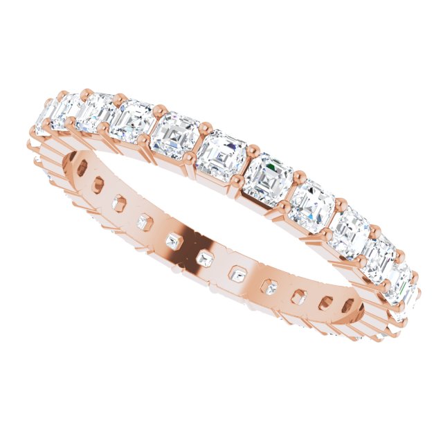 14K Gold Asscher Lab-Grown Diamond Shared-Prong Eternity Band – 2x2 mm Stones - Rose Gold - view 5