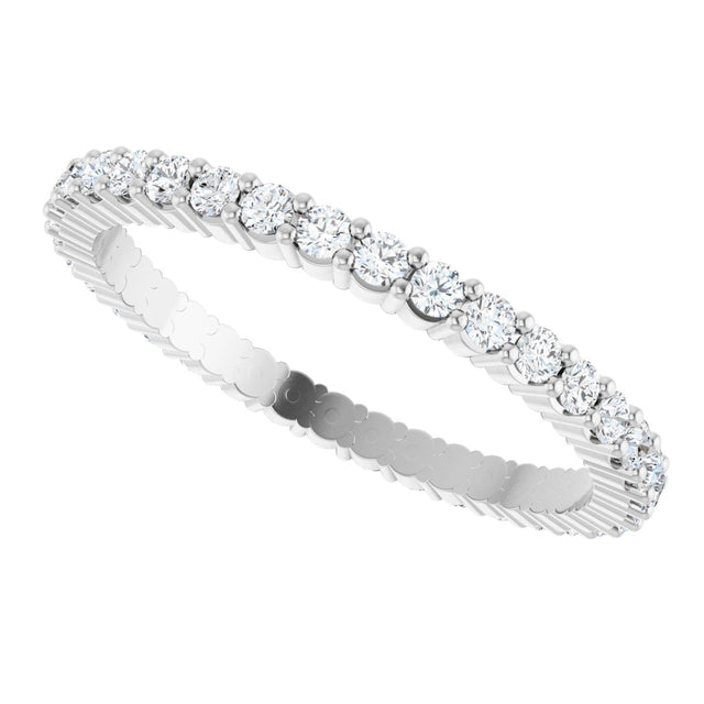 10K Gold Round Natural Diamond Shared-Prong Eternity Band – 1.5 mm Stones - White Gold - view 5