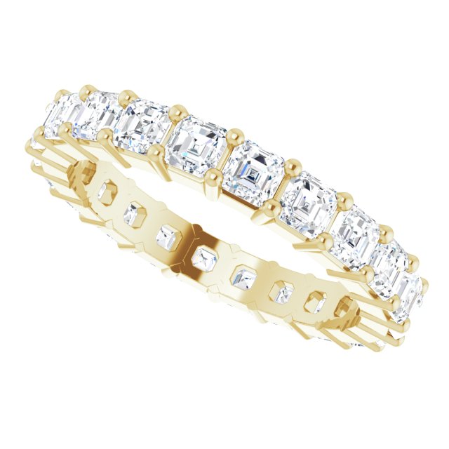 14K Gold Asscher Lab-Grown Diamond Shared-Prong Eternity Band – 2.6x2.6 mm Stones - Yellow Gold - view 5