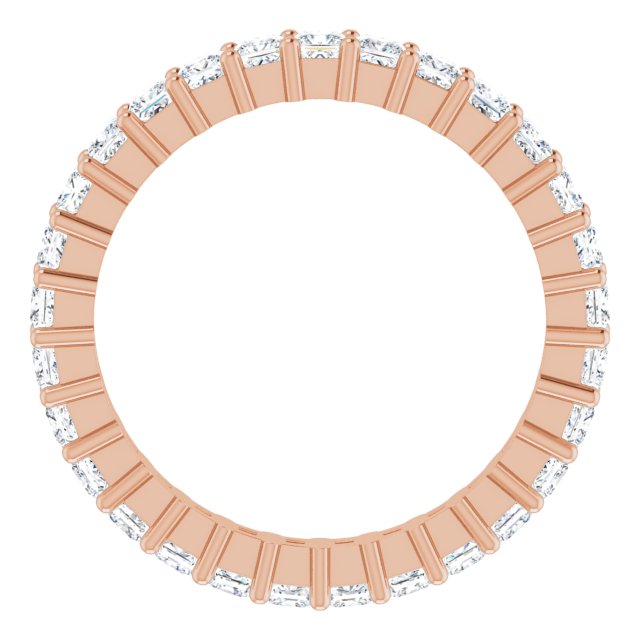 10K Gold Square Natural Diamond Shared-Prong Eternity Band – 2x2 mm Stones - Rose Gold - view 2