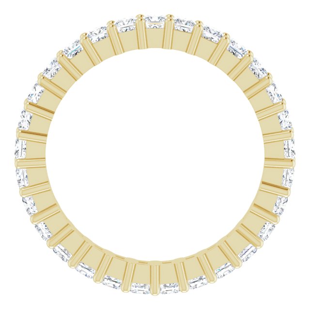 14K Gold Square Natural Diamond Shared-Prong Eternity Band – 2x2 mm Stones - Yellow Gold - view 2