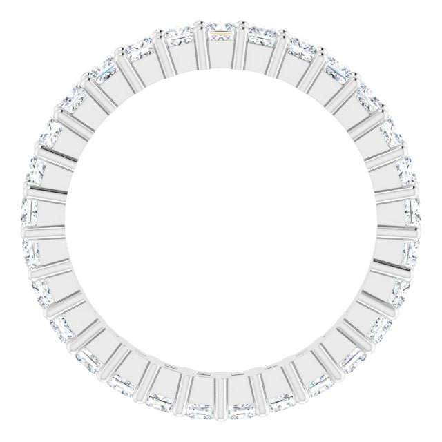 10K Gold Square Lab-Grown Diamond Shared-Prong Eternity Band – 2x2 mm Stones - White Gold - view 2