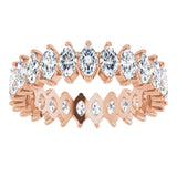 14K Gold Marquise Natural Diamond Shared-Prong Eternity Band – 4.25x2.25 mm Stones - Rose Gold - view 3