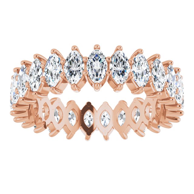 14K Gold Marquise Lab-Grown Diamond Shared-Prong Eternity Band – 4.25x2.25 mm Stones - Rose Gold - view 3