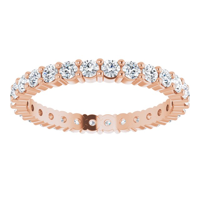 10K Gold Round Natural Diamond Shared-Prong Eternity Band – 2 mm Stones - Rose Gold - view 3