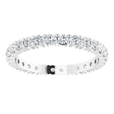 10K Gold Round Natural Diamond Shared-Prong Eternity Band – 2 mm Stones - White Gold - view 3