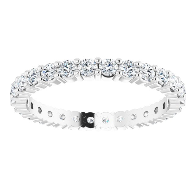10K Gold Round Natural Diamond Shared-Prong Eternity Band – 2 mm Stones - White Gold - view 3