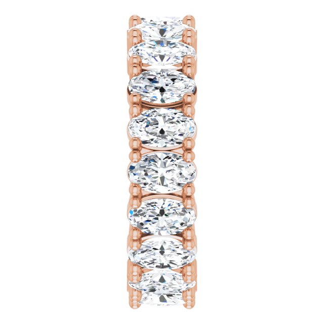 10K Gold Oval Lab-Grown Diamond Shared-Prong Eternity Band – 5x3 mm Stones - Rose Gold - view 4