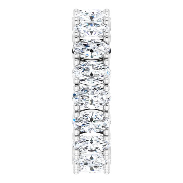 10K Gold Oval Lab-Grown Diamond Shared-Prong Eternity Band – 5x3 mm Stones - White Gold - view 4