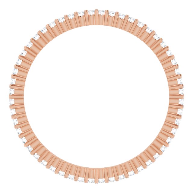 10K Gold Round Lab-Grown Diamond Shared-Prong Eternity Band – 1 mm Stones - Rose Gold - view 2