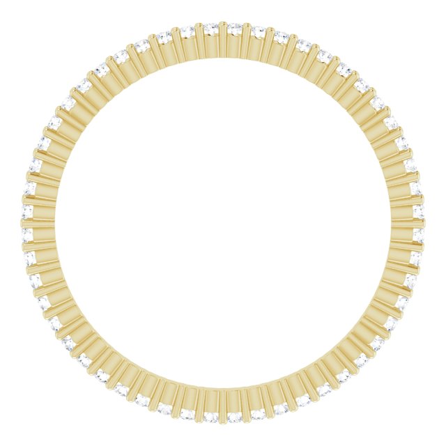 14K Gold Round Lab-Grown Diamond Shared-Prong Eternity Band – 1 mm Stones - Yellow Gold - view 2