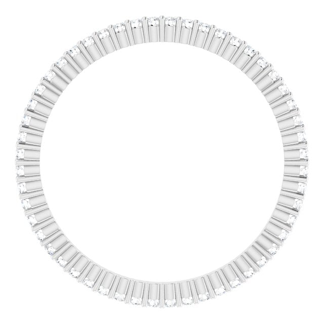 10K Gold Round Natural Diamond Shared-Prong Eternity Band – 1 mm Stones - White Gold - view 2