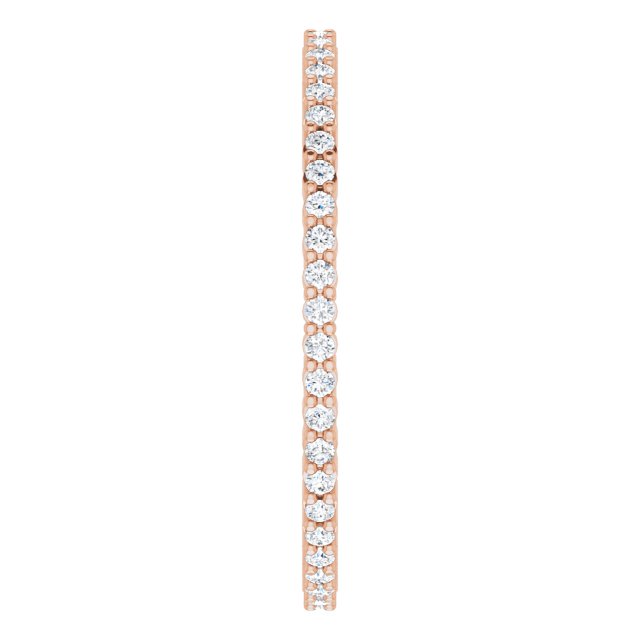 10K Gold Round Lab-Grown Diamond Shared-Prong Eternity Band – 1 mm Stones - Rose Gold - view 4