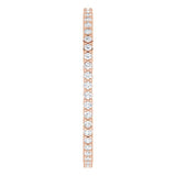 10K Gold Round Natural Diamond Shared-Prong Eternity Band – 1 mm Stones - Rose Gold - view 4