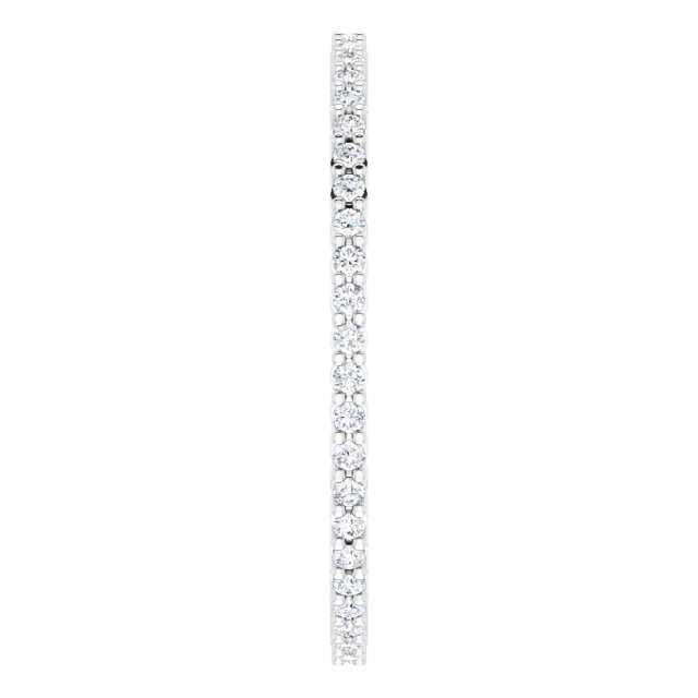 10K Gold Round Natural Diamond Shared-Prong Eternity Band – 1 mm Stones - White Gold - view 4