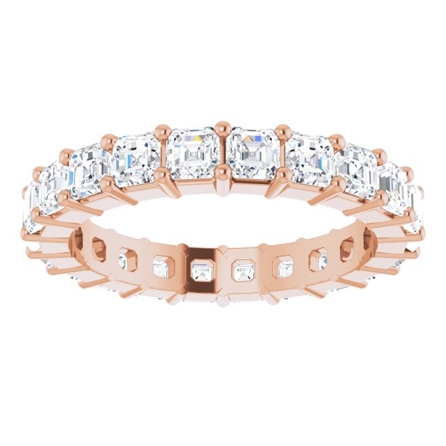 14K Gold Asscher Lab-Grown Diamond Shared-Prong Eternity Band – 2.6x2.6 mm Stones - Rose Gold - view 3