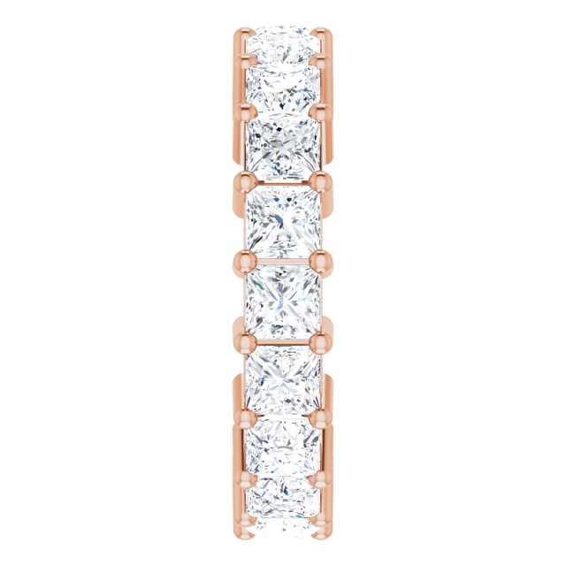10K Gold Square Natural Diamond Shared-Prong Eternity Band – 3.25x3.25 mm Stones - Rose Gold - view 4