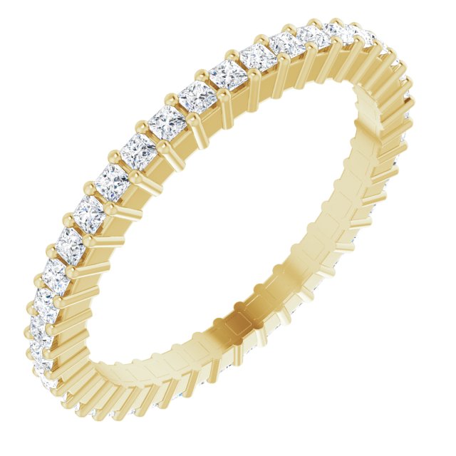 10K Gold Square Natural Diamond Shared-Prong Eternity Band – 1.25x1.25 mm Stones - Yellow Gold