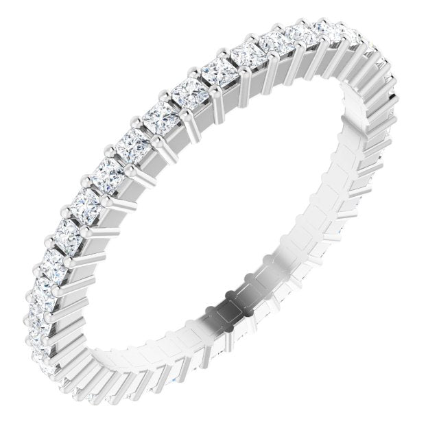 10K Gold Square Lab-Grown Diamond Shared-Prong Eternity Band – 1.25x1.25 mm Stones - White Gold