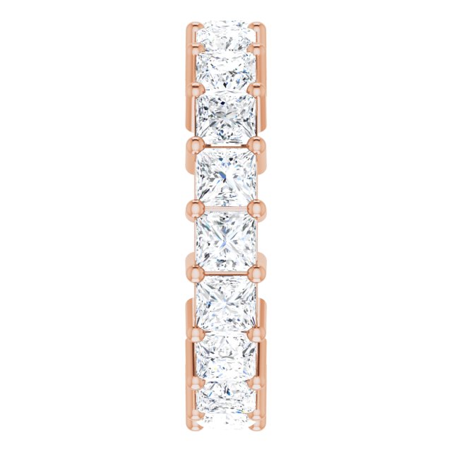 10K Gold Square Natural Diamond Shared-Prong Eternity Band – 3.25x3.25 mm Stones - Rose Gold - view 4