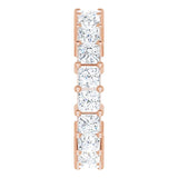 10K Gold Square Natural Diamond Shared-Prong Eternity Band – 3x3 mm Stones - Rose Gold - view 4