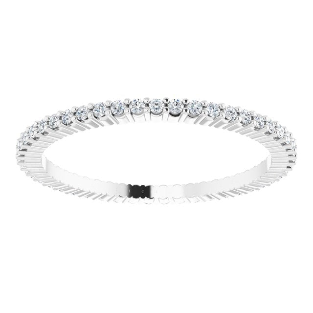 10K Gold Round Lab-Grown Diamond Shared-Prong Eternity Band – 1 mm Stones - White Gold - view 3