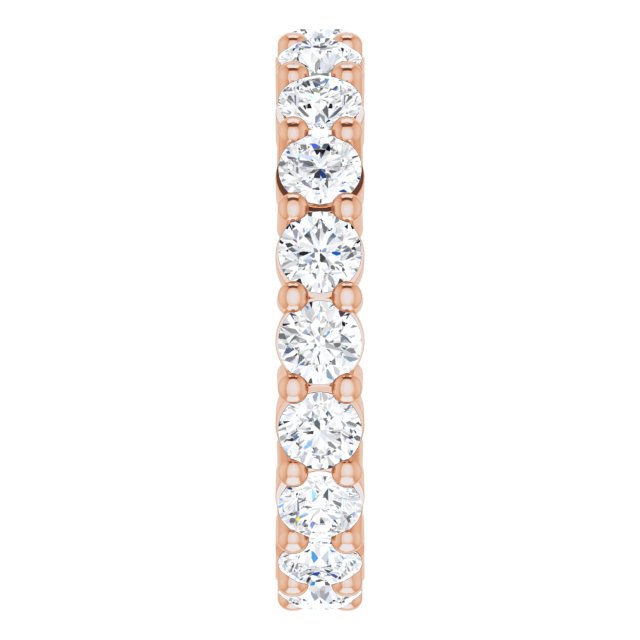 10K Gold Round Lab-Grown Diamond Shared-Prong Eternity Band – 3 mm Stones - Rose Gold - view 4