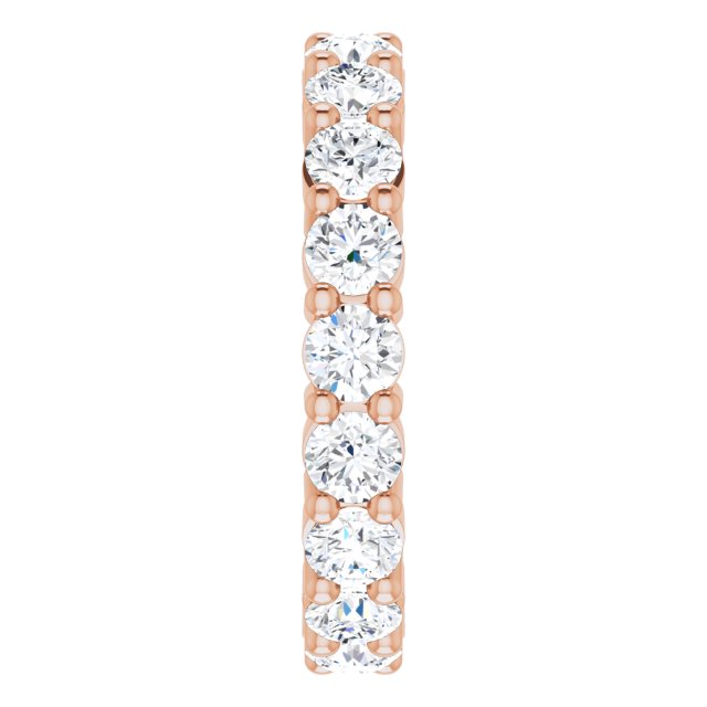10K Gold Round Natural Diamond Shared-Prong Eternity Band – 3.2 mm Stones - Rose Gold - view 4