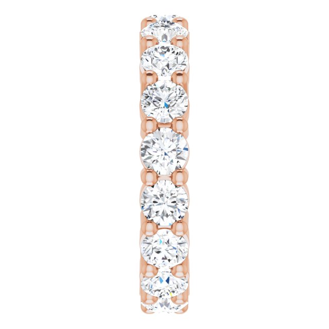 10K Gold Round Natural Diamond Shared-Prong Eternity Band – 3.4 mm Stones - Rose Gold - view 4