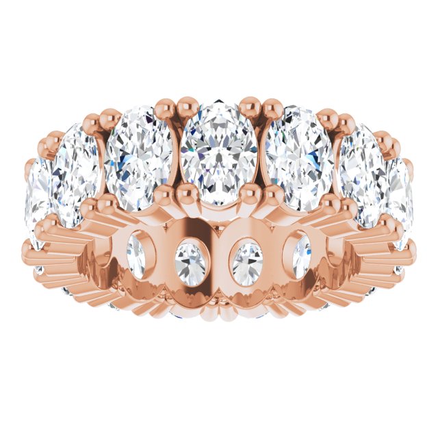 10K Gold Oval Natural Diamond Shared-Prong Eternity Band – 6x4 mm Stones - Rose Gold - view 3